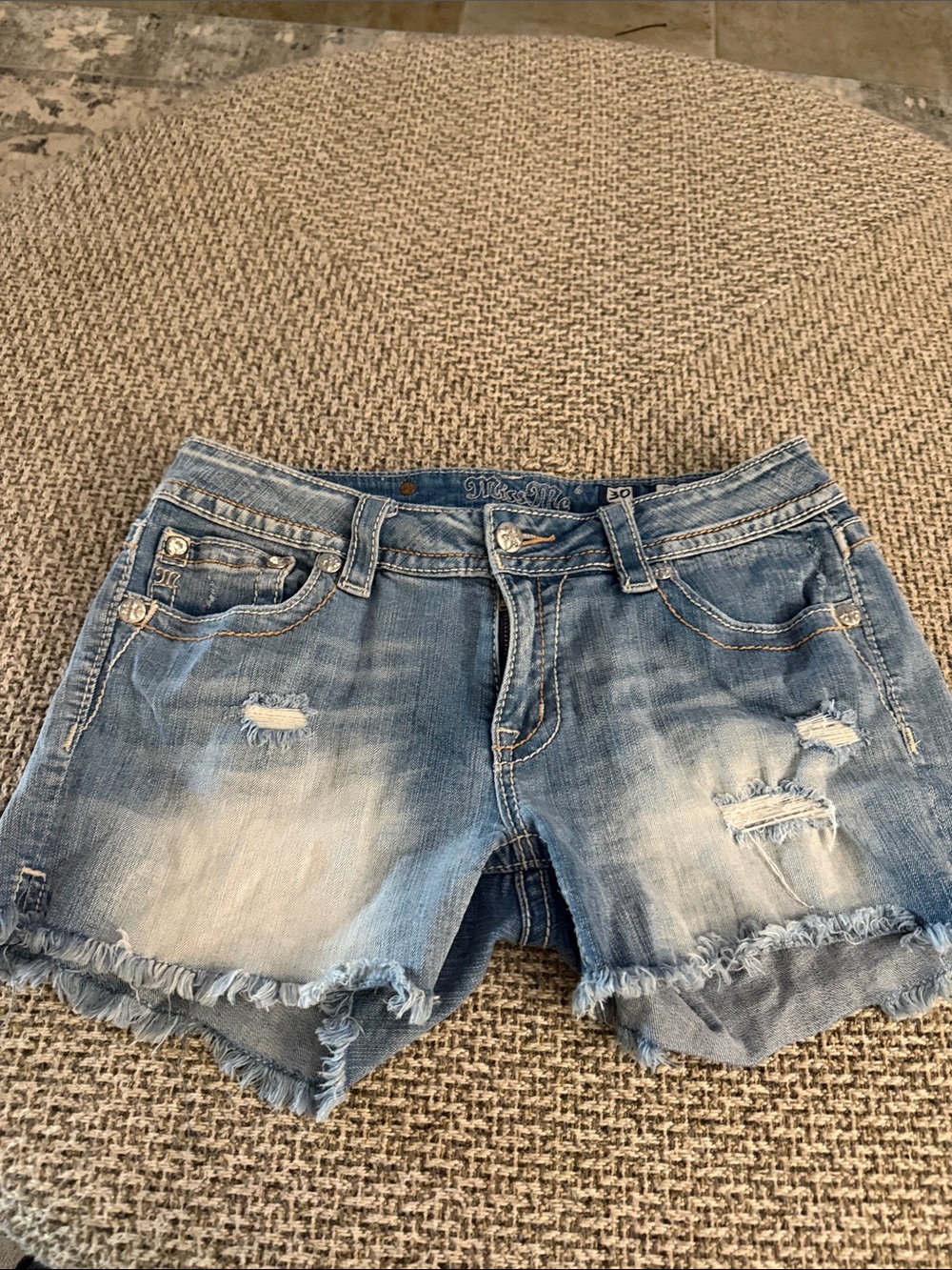 Miss Me Light Blue Distressed Denim Cutoff Shorts